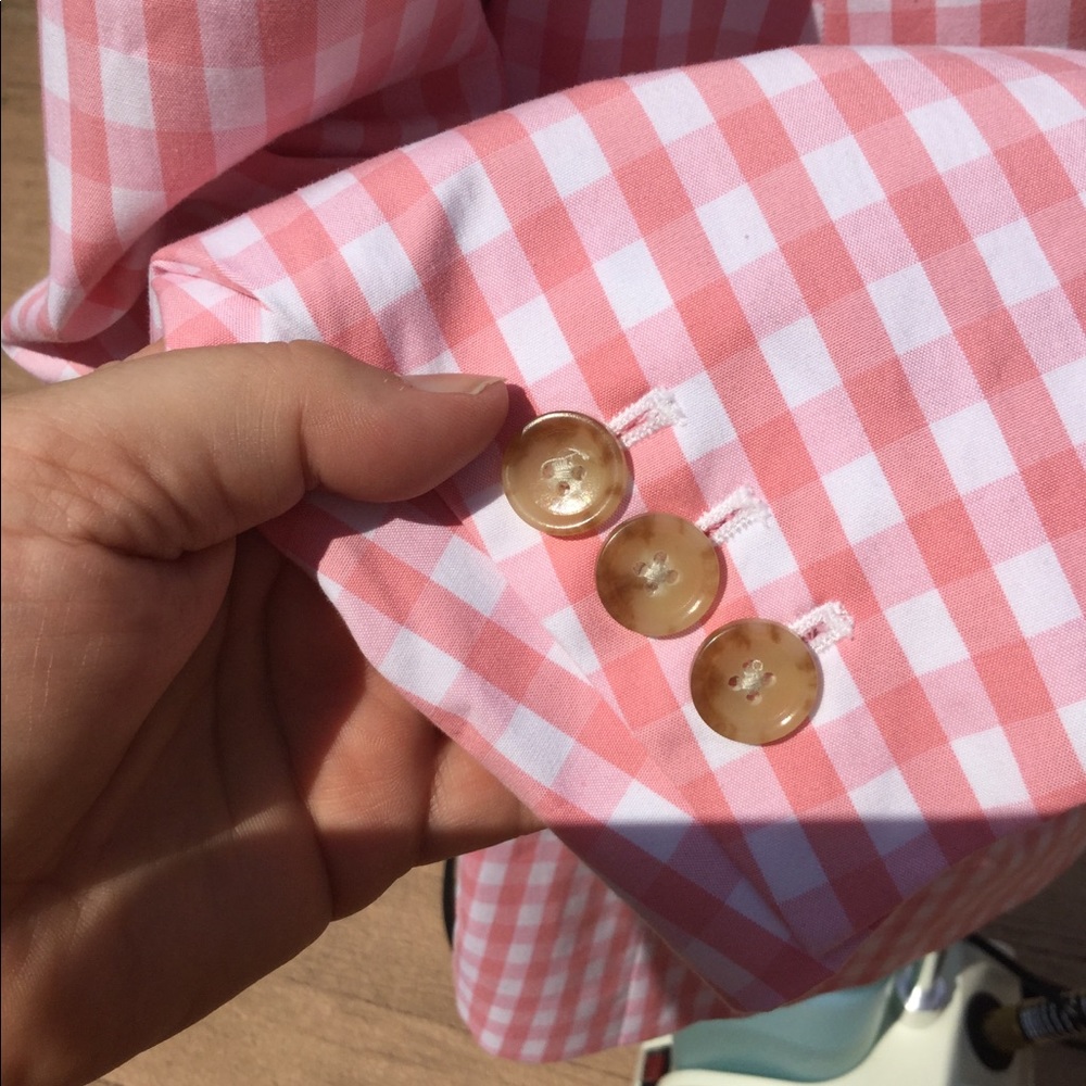 NWT Talbots Pink & White Linen Gingham Lined Blaz - Picture 3 of 8